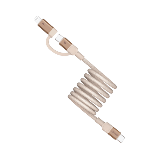 Momax Mag.Link Duo Magnetic USB-C to USB-C & Lightning Cable 60W - 1m-gold