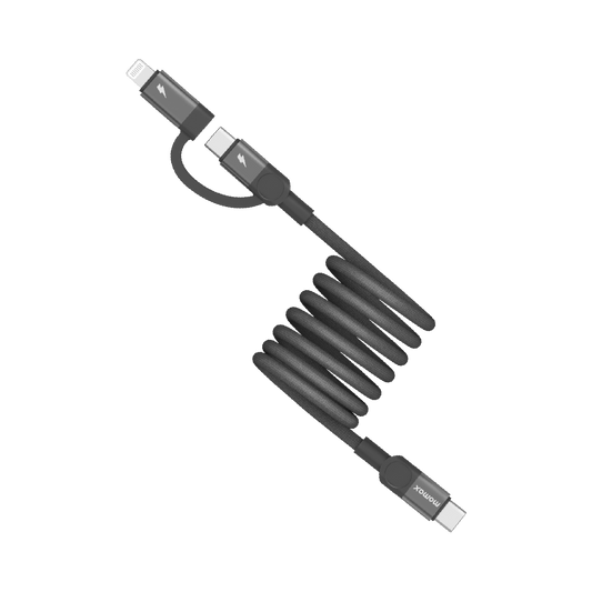 Momax Mag.Link Duo Magnetic USB-C to USB-C & Lightning Cable 60W - 1m-black
