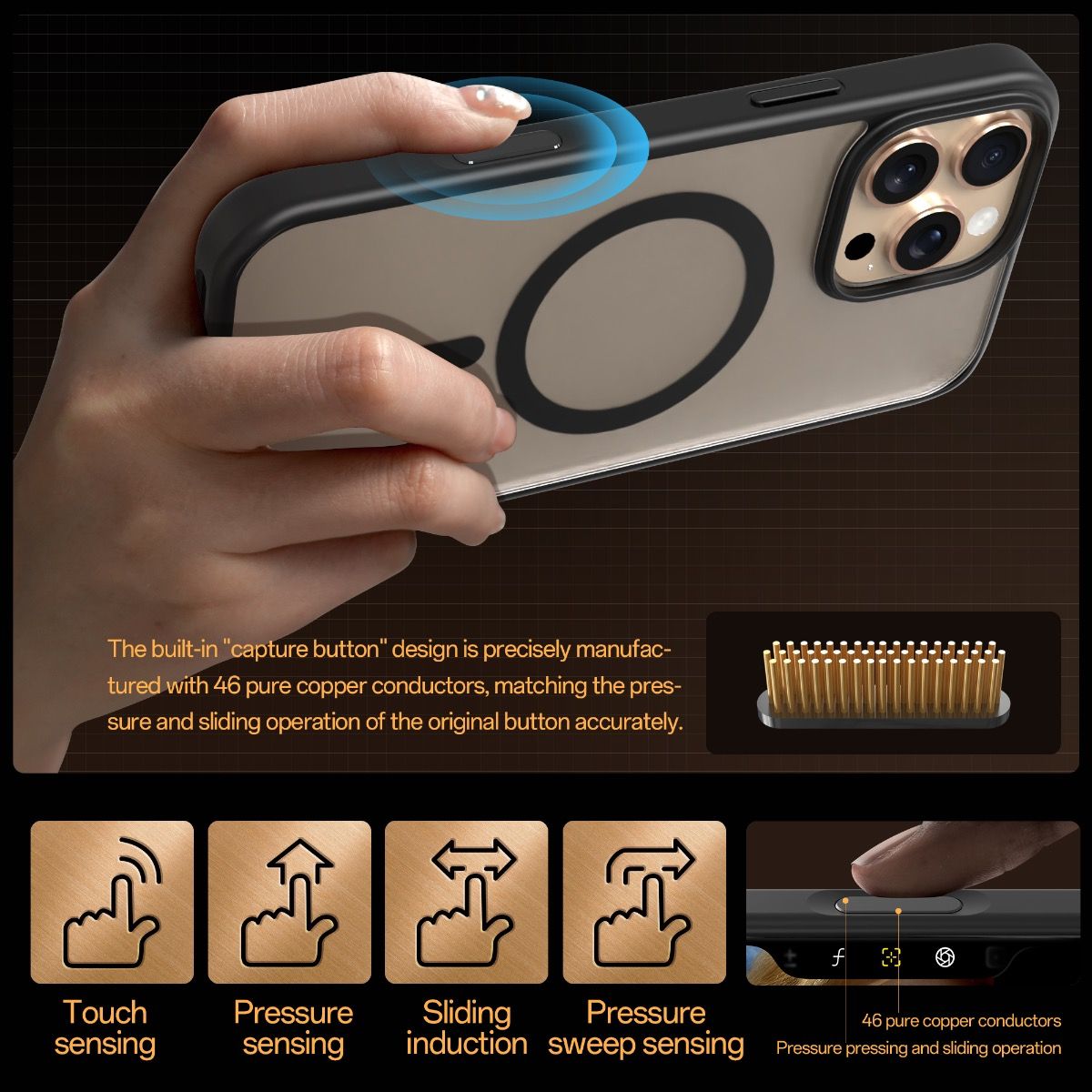 iPhone 16 Pro Simply Roar Haptic Button Matte Case (MagSafe Compatible) - Black