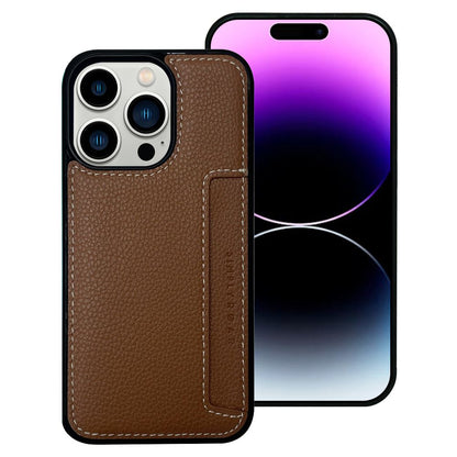 iPhone 16e Simply Roar Stitch Leather Card Pocket - Brown