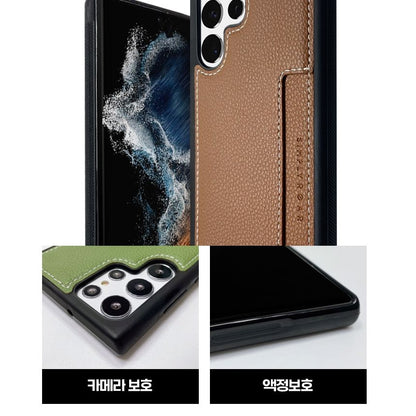 iPhone 16e Simply Roar Stitch Leather Card Pocket - Brown
