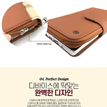 Samsung Galaxy S25 Ultra Simply Roar VERA Check Pattern Zipper Diary - Brown