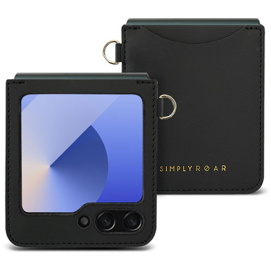 Samsung Galaxy Z Flip 6 / 7 FE Simply Roar Unique Leather Case - Black