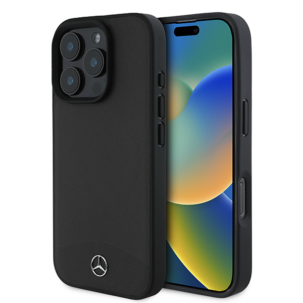 iPhone 16 Pro Mercedes-Benz HC TEXTURED AND PLAIN LEATHER (MagSafe Compatible) - Black