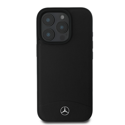 iPhone 16 Pro Mercedes-Benz HC TEXTURED AND PLAIN LEATHER (MagSafe Compatible) - Black