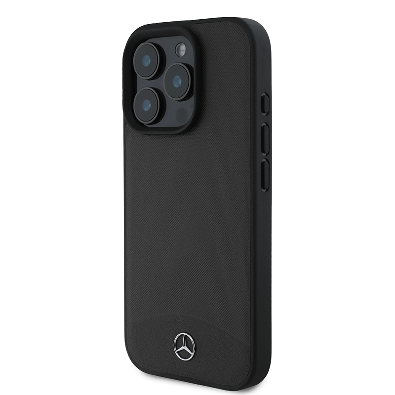 iPhone 16 Pro Max Mercedes-Benz HC TEXTURED AND PLAIN LEATHER (MagSafe Compatible) - Black