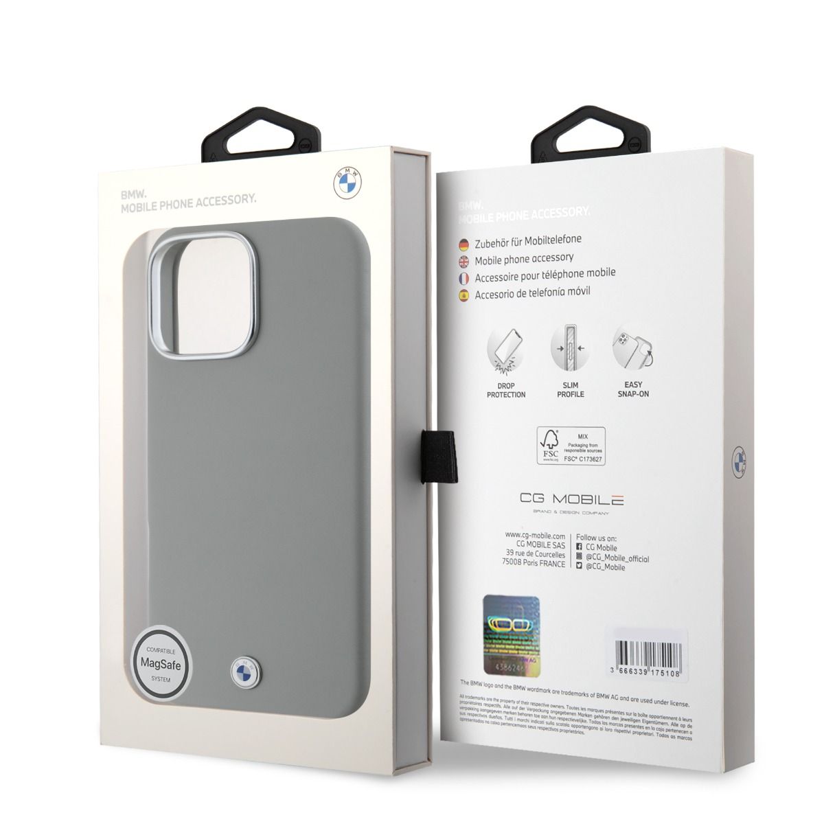 iPhone 16 Pro BMW HC SIGN PU FULL WRAPPED METAL (MagSafe Compatible) - Grey