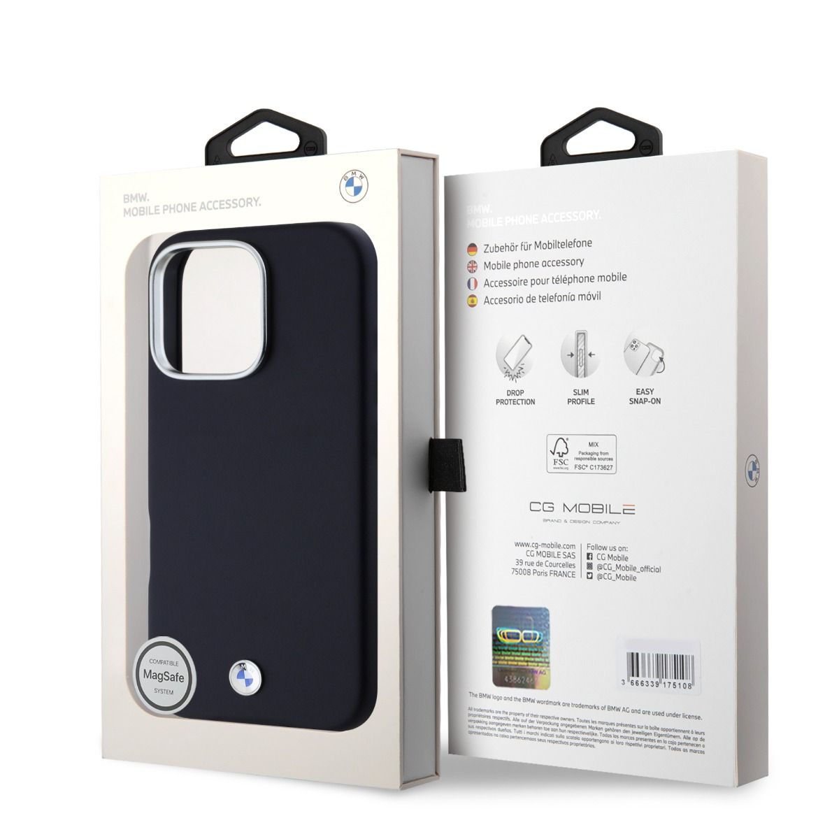 iPhone 16 Pro Max BMW HC SIGN PU FULL WRAPPED METAL (MagSafe Compatible) - Navy