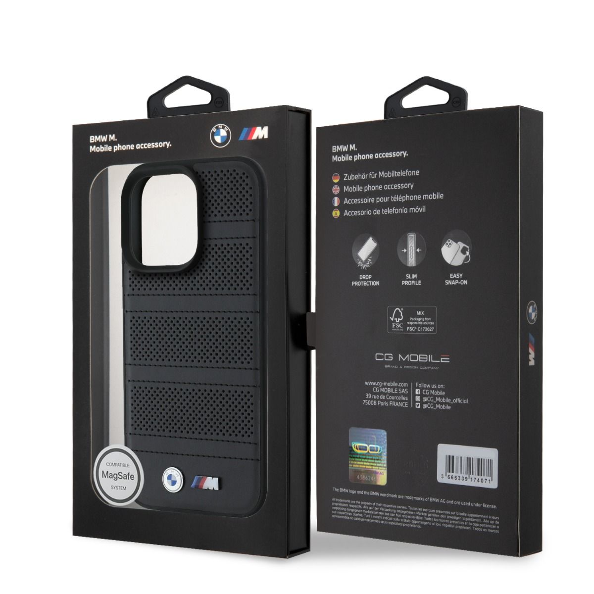 iPhone 16 Pro Max BMW HC M PU PERFORATED AND STITCHED LINES (MagSafe Compatible) - Black