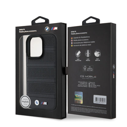 iPhone 16 Pro Max BMW HC M PU PERFORATED AND STITCHED LINES (MagSafe Compatible) - Black