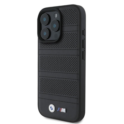 iPhone 16 Pro Max BMW HC M PU PERFORATED AND STITCHED LINES (MagSafe Compatible) - Black
