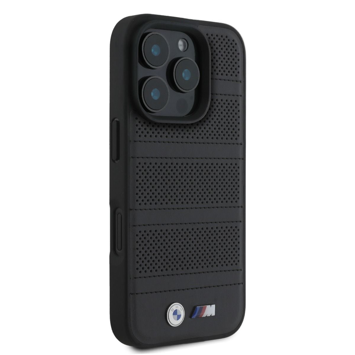 iPhone 16 Pro Max BMW HC M PU PERFORATED AND STITCHED LINES (MagSafe Compatible) - Black