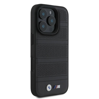 iPhone 16 Pro Max BMW HC M PU PERFORATED AND STITCHED LINES (MagSafe Compatible) - Black