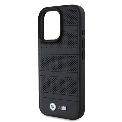 iPhone 16 Pro Max BMW HC M PU PERFORATED AND STITCHED LINES (MagSafe Compatible) - Black
