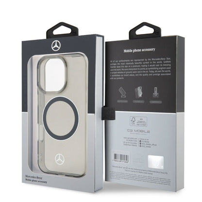 iPhone 16 Pro Mercedes-Benz HC TRANSPARENT PC / TPU SILVER RING (MagSafe Compatible) - Black
