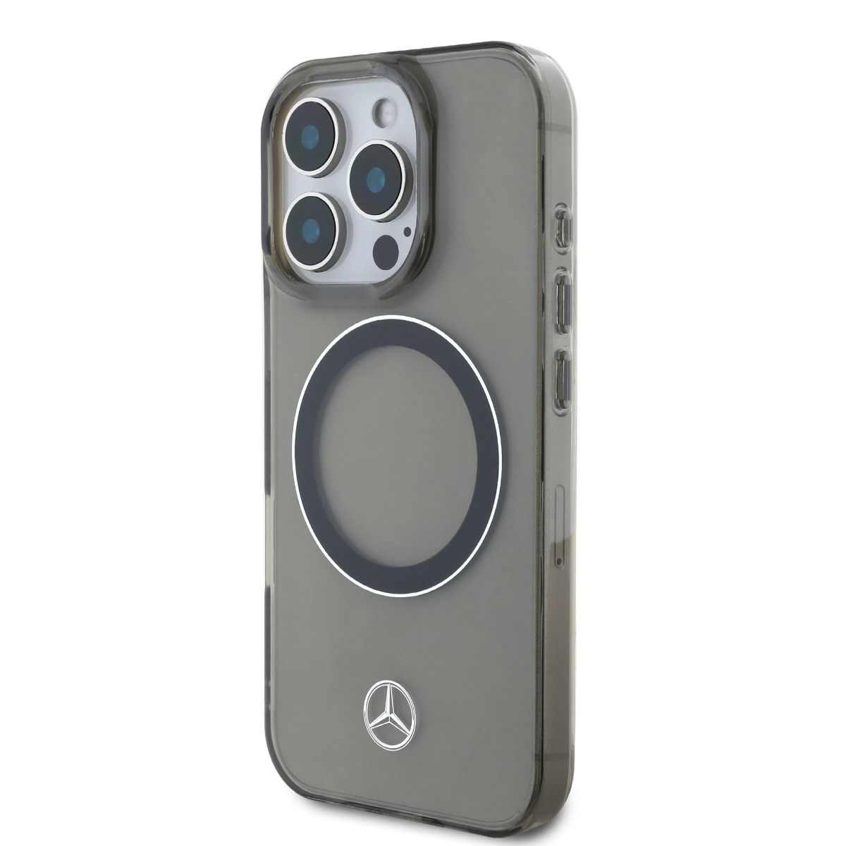 iPhone 16 Pro Mercedes-Benz HC TRANSPARENT PC / TPU SILVER RING (MagSafe Compatible) - Black