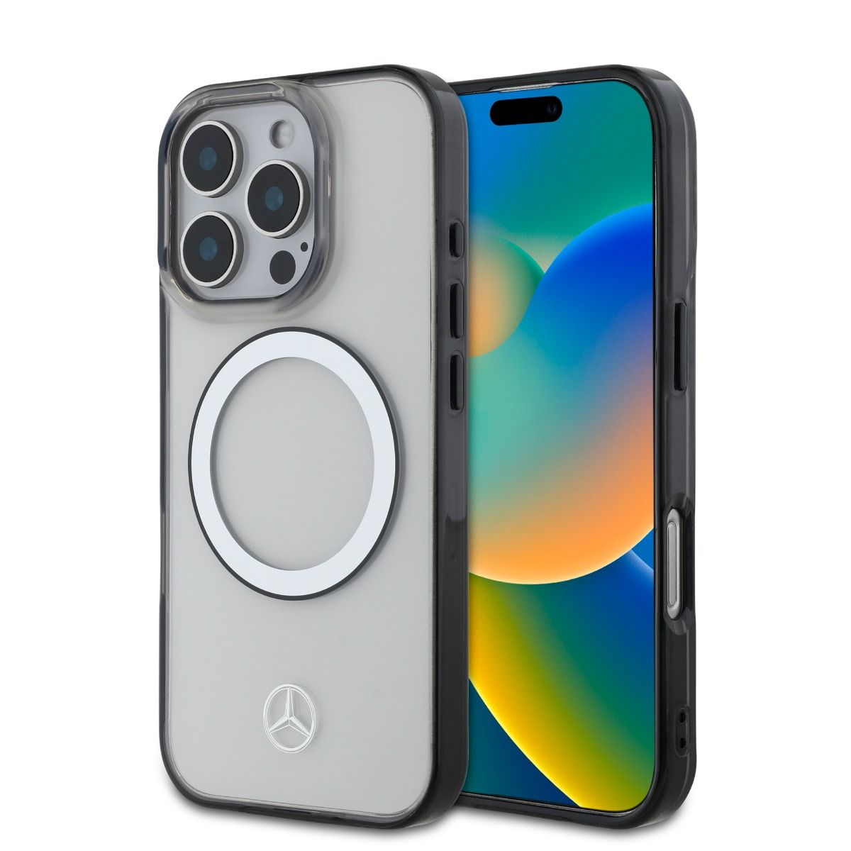 iPhone 16 Pro Max Mercedes-Benz HC TRANSPARENT PC / TPU W / BLACK RING (MagSafe Compatible) - Clear