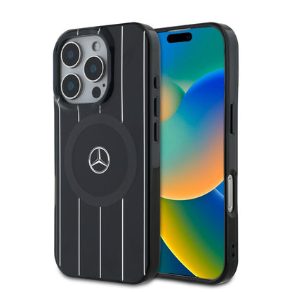 iPhone 16 Pro Mercedes-Benz HC DOUBLE LAYER CROSSED LINES (MagSafe Compatible) - Black