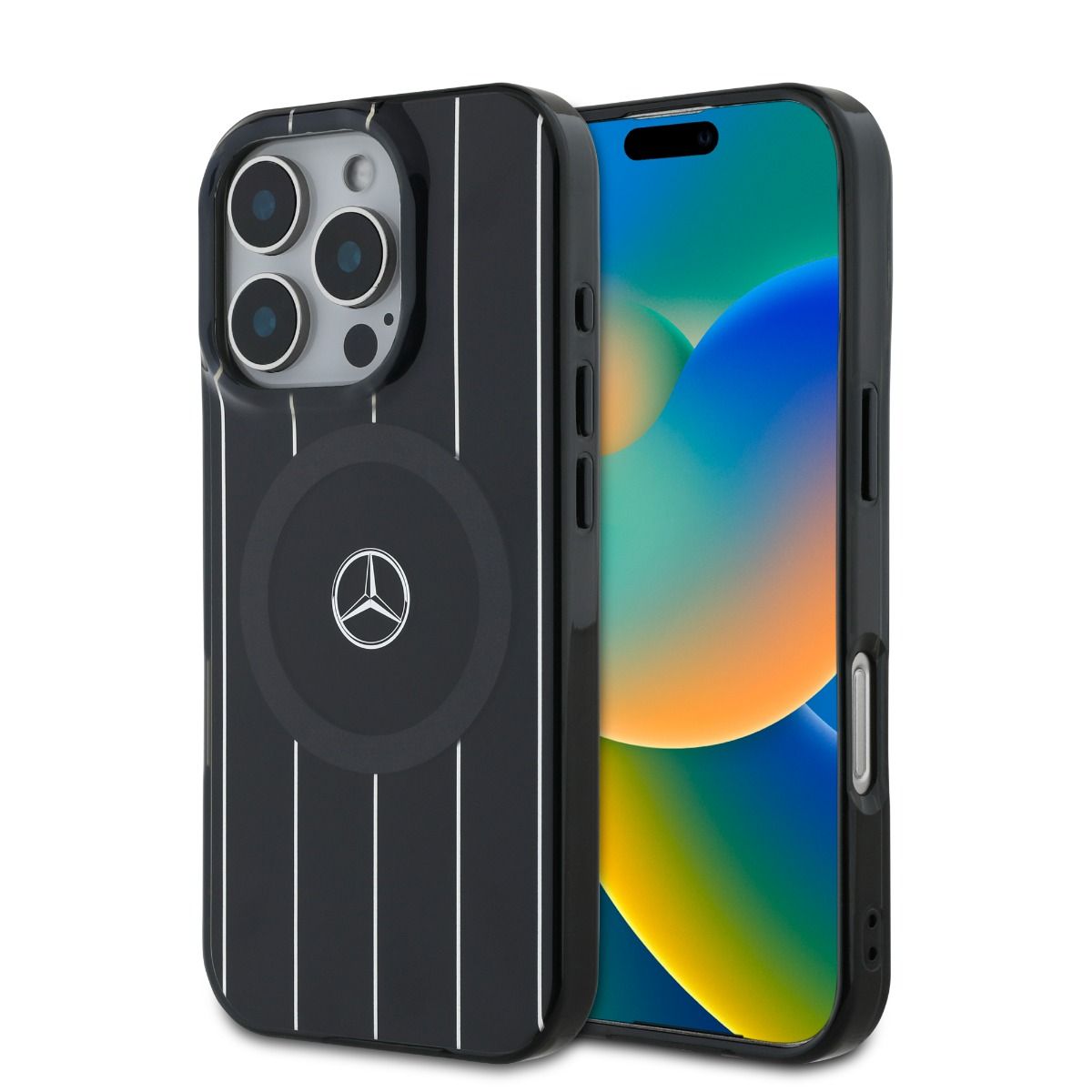 iPhone 16 Pro Max Mercedes-Benz HC DOUBLE LAYER CROSSED LINES (MagSafe Compatible) - Black