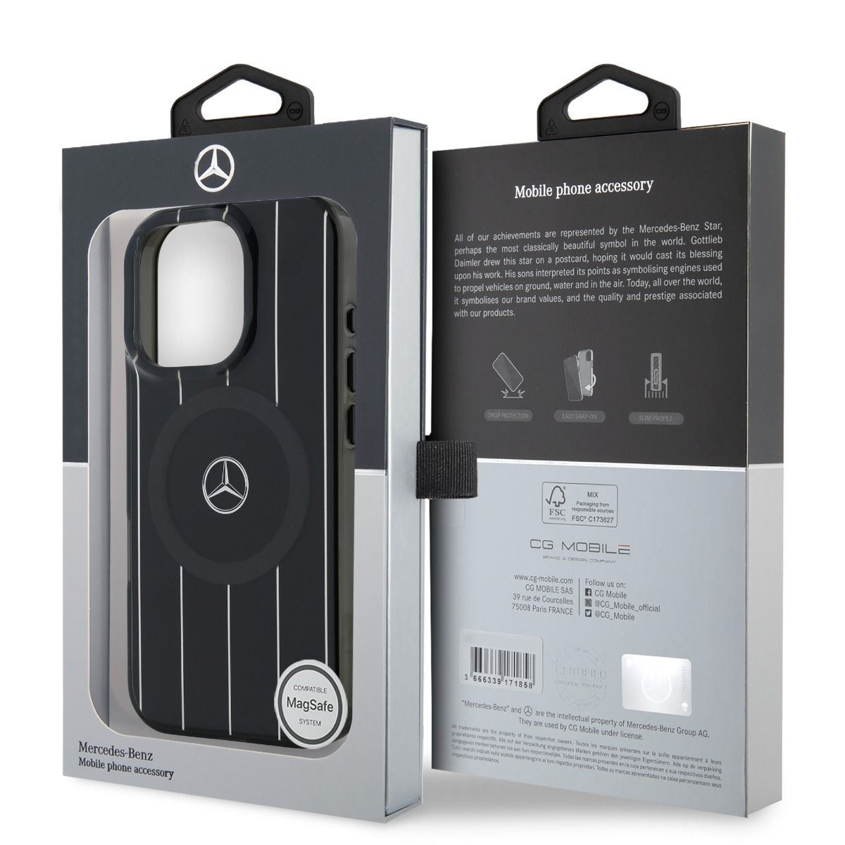 iPhone 16 Pro Max Mercedes-Benz HC DOUBLE LAYER CROSSED LINES (MagSafe Compatible) - Black