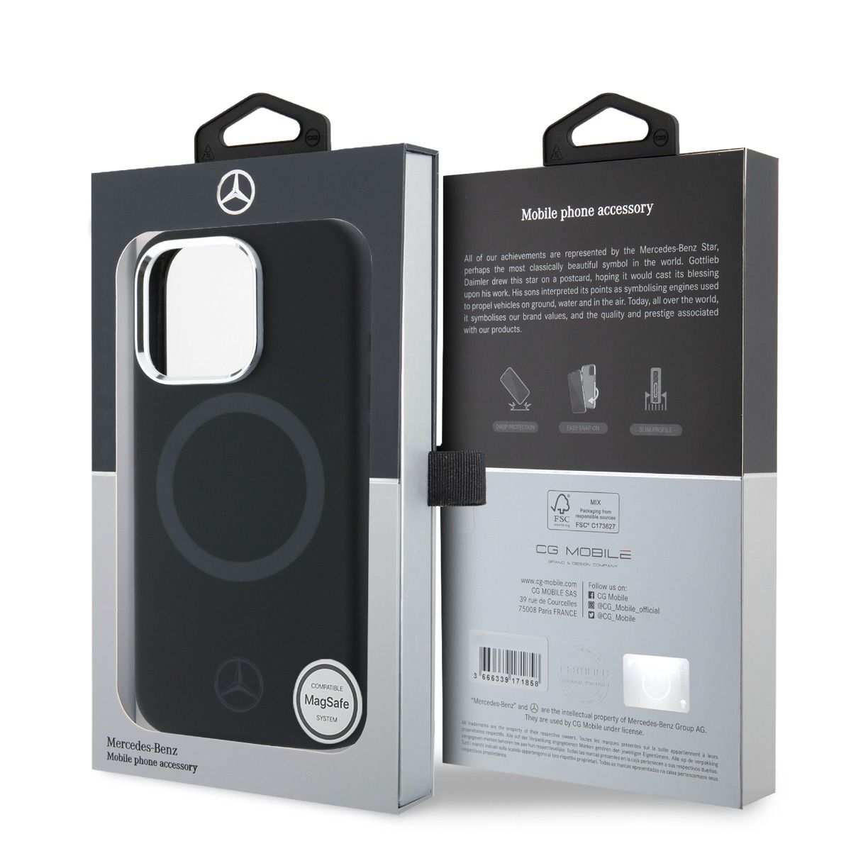 iPhone 16 Pro Max Mercedes-Benz HC SILICONE TONAL LOGO (MagSafe Compatible) - Black