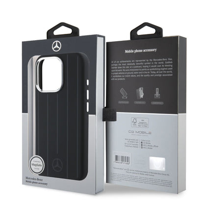 iPhone 16 Pro Max Mercedes-Benz HQ SILICONE W / VERTICAL TONAL STRIPES (MagSafe Compatible) - Black