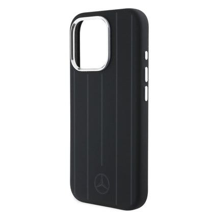 iPhone 16 Pro Max Mercedes-Benz HQ SILICONE W / VERTICAL TONAL STRIPES (MagSafe Compatible) - Black