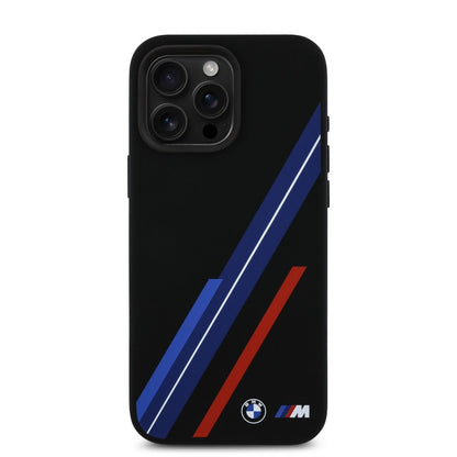 iPhone 16 Pro Max BMW HC M SILICONE RANDOM LINES (MagSafe Compatible) - Black