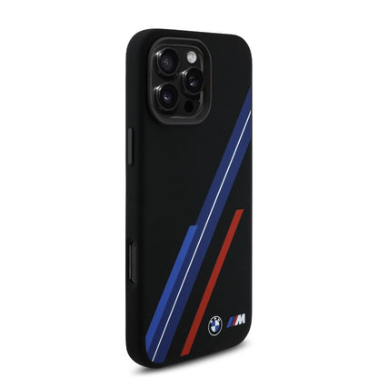 iPhone 16 Pro Max BMW HC M SILICONE RANDOM LINES (MagSafe Compatible) - Black