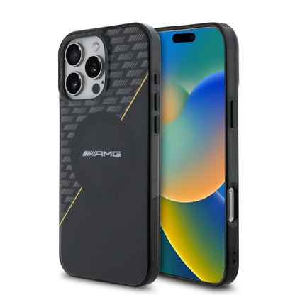 iPhone 16 Pro Max AMG HC DOUBLE LAYER TRANSPARENT RHOMBS (MagSafe Compatible) - Black Yellow