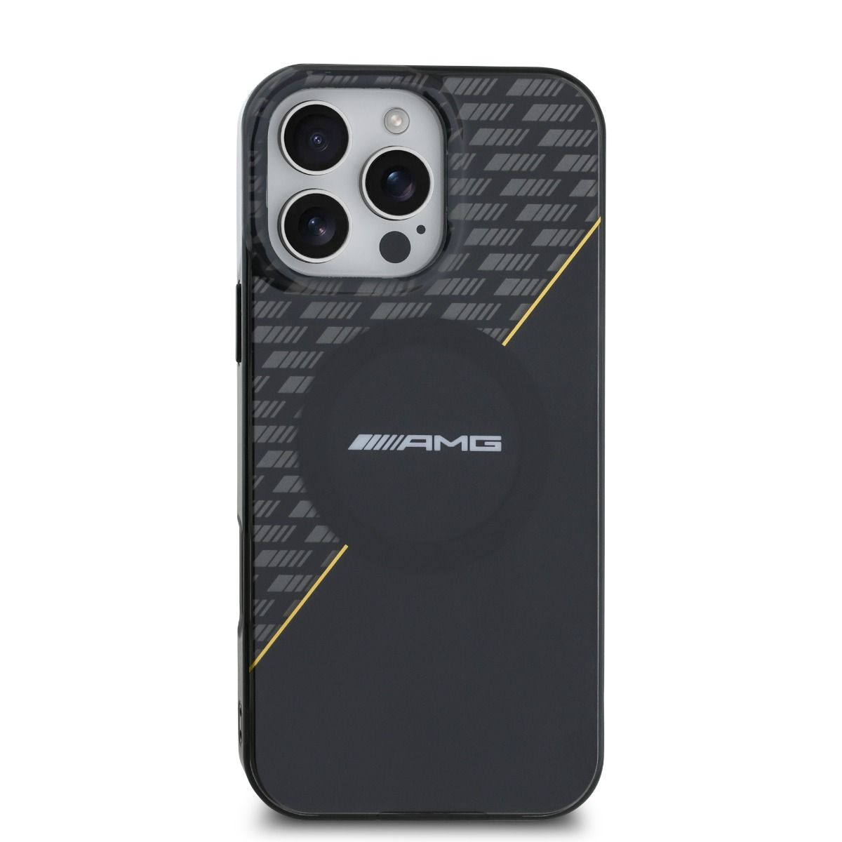 iPhone 16 Pro Max AMG HC DOUBLE LAYER TRANSPARENT RHOMBS (MagSafe Compatible) - Black Yellow