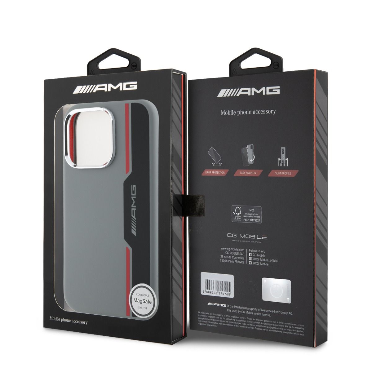 iPhone 16 Pro AMG HC SILICONE BOW LINES (MagSafe Compatible) - Grey Red