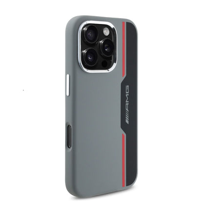 iPhone 16 Pro AMG HC SILICONE BOW LINES (MagSafe Compatible) - Grey Red