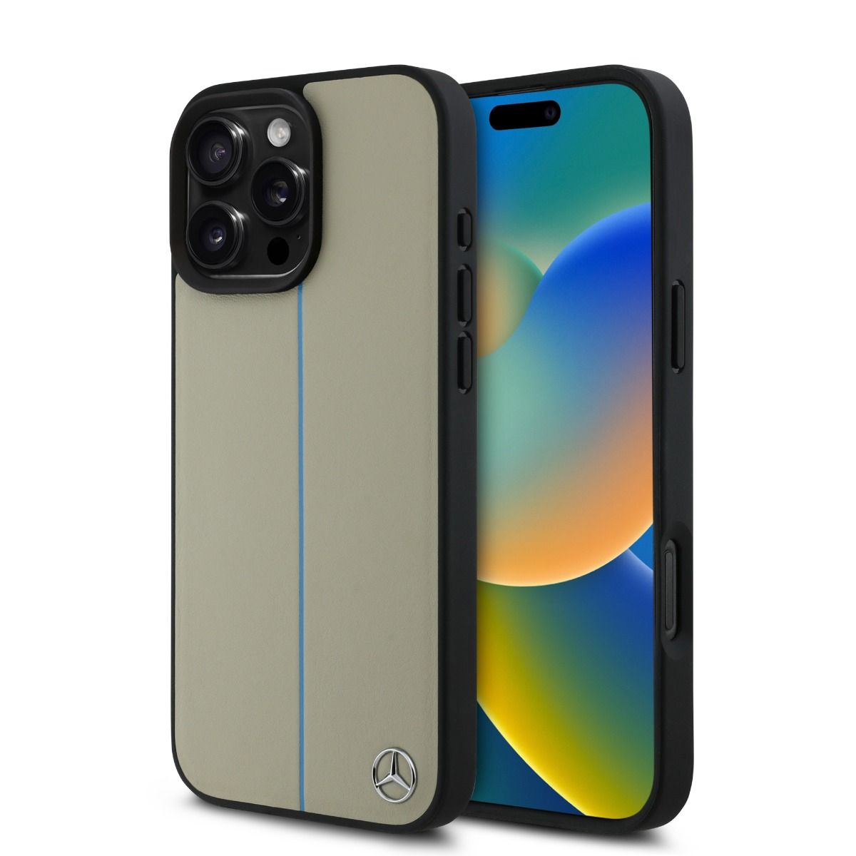 iPhone 16 Pro Max Mercedes-Benz HC BLUE LINE LEATHER (MagSafe Compatible) - Beige