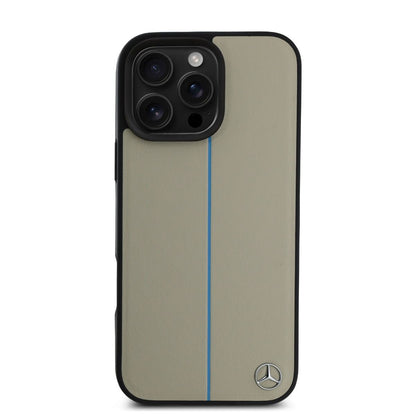 iPhone 16 Pro Max Mercedes-Benz HC BLUE LINE LEATHER (MagSafe Compatible) - Beige