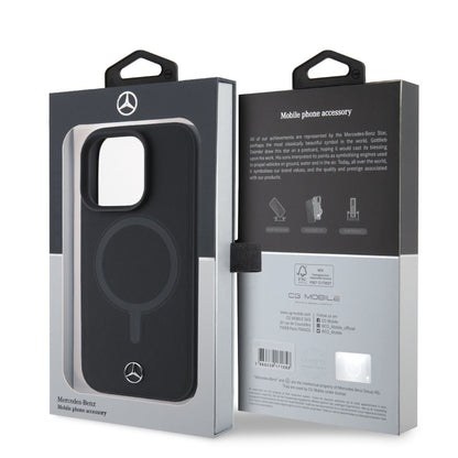 iPhone 16 Pro Max Mercedes-Benz HC PLAIN SMOOTH LEATHER (MagSafe Compatible) - Black