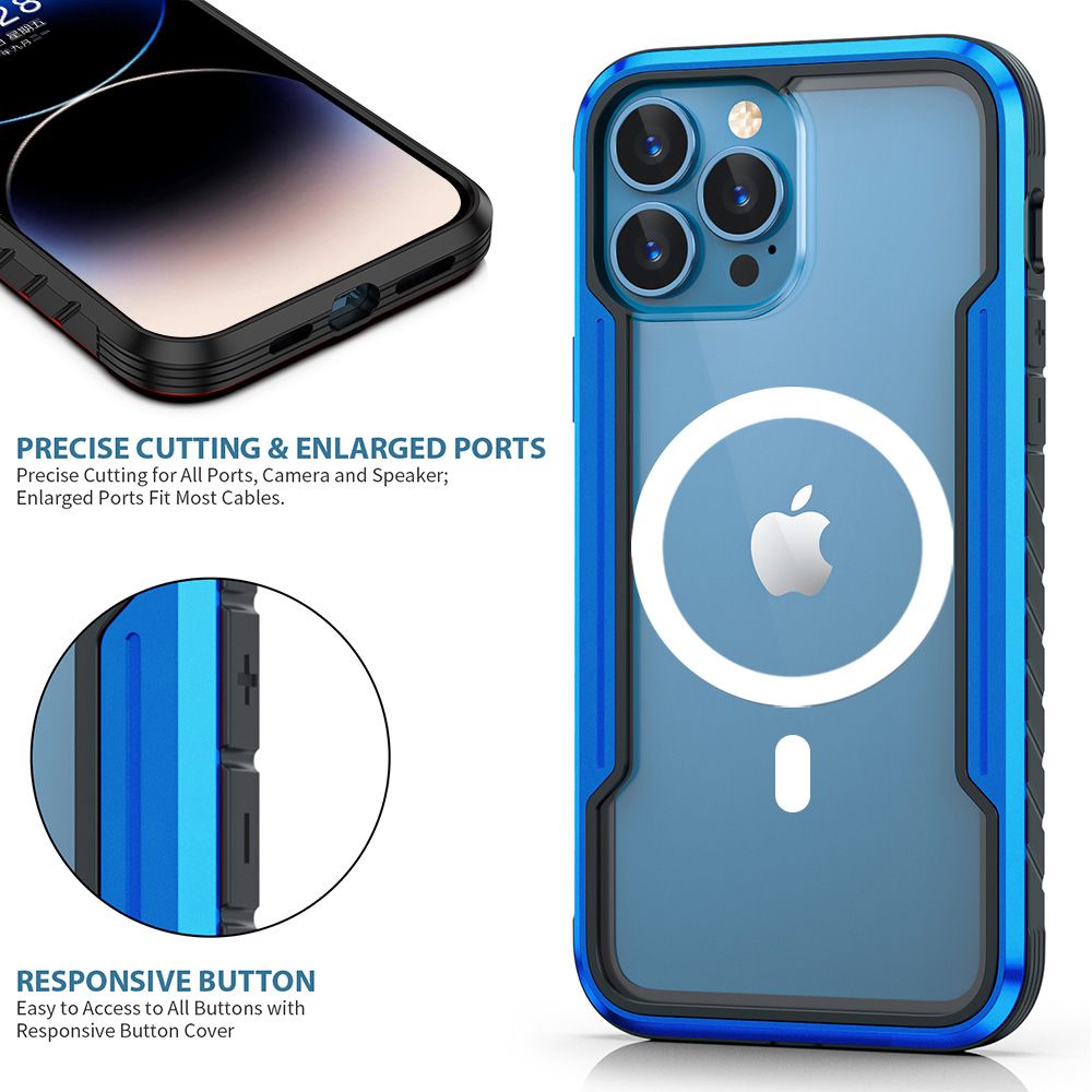 iPhone 16e BLACKTECH Defense Shield Aluminum Alloy (MagSafe Compatible) - Blue