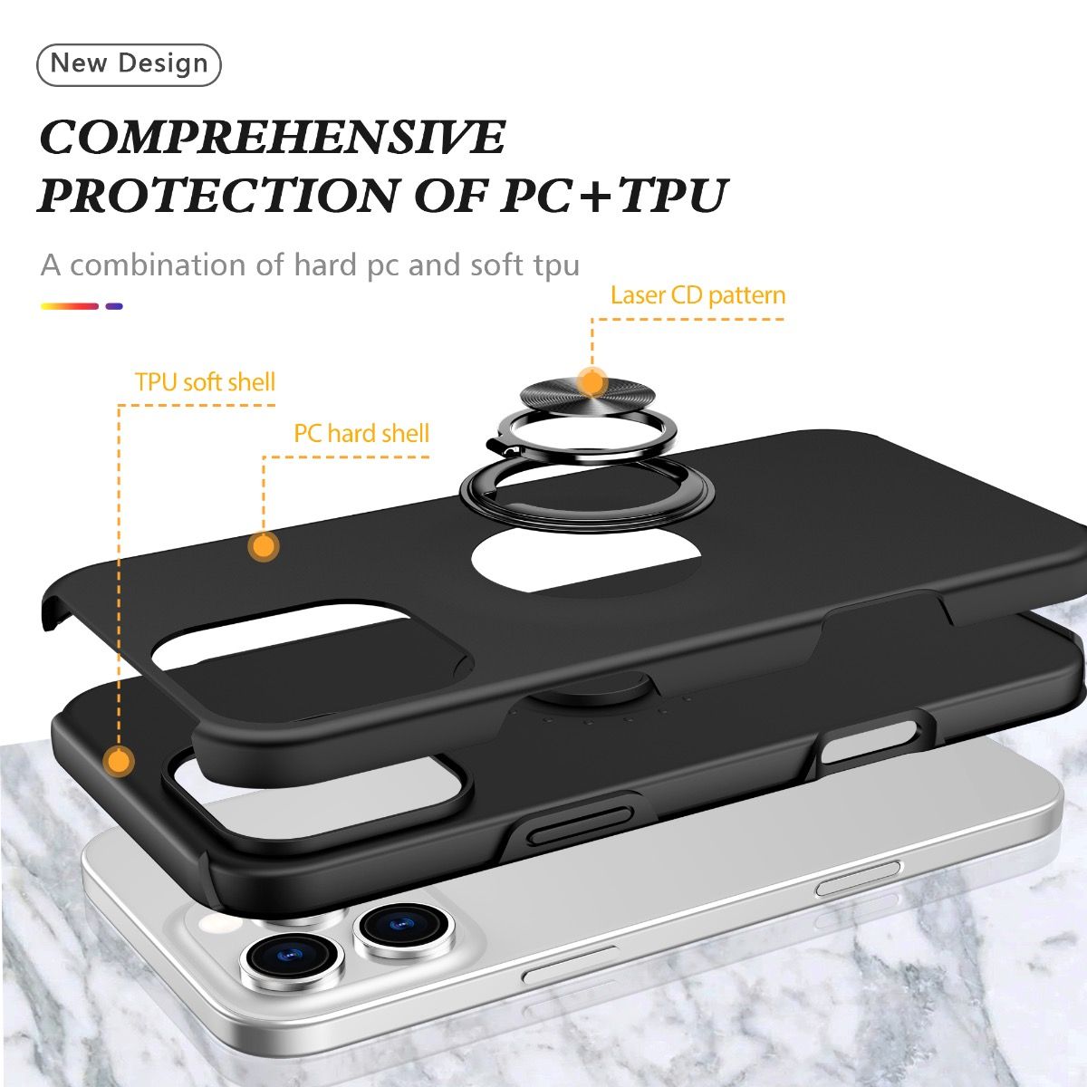 *Priority reserve-Ships early Sep*iPhone 17 Pro Max BLACKTECH Slim Style Magnetic Ring Stand - Black