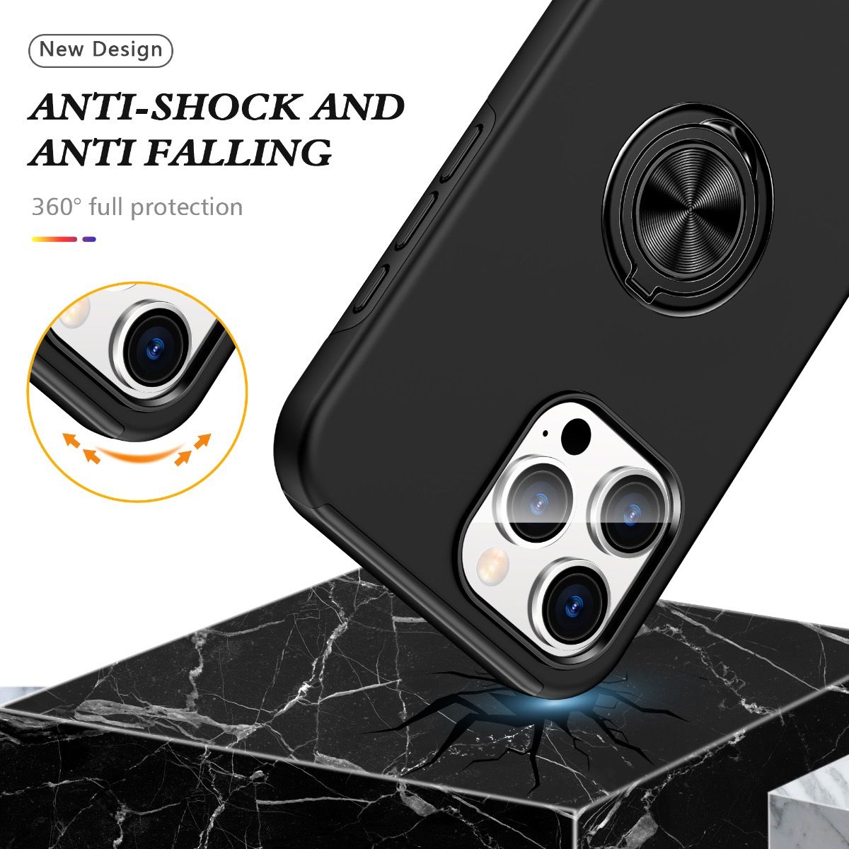 *Priority reserve-Ships early Sep*iPhone 17 Pro Max BLACKTECH Slim Style Magnetic Ring Stand - Black
