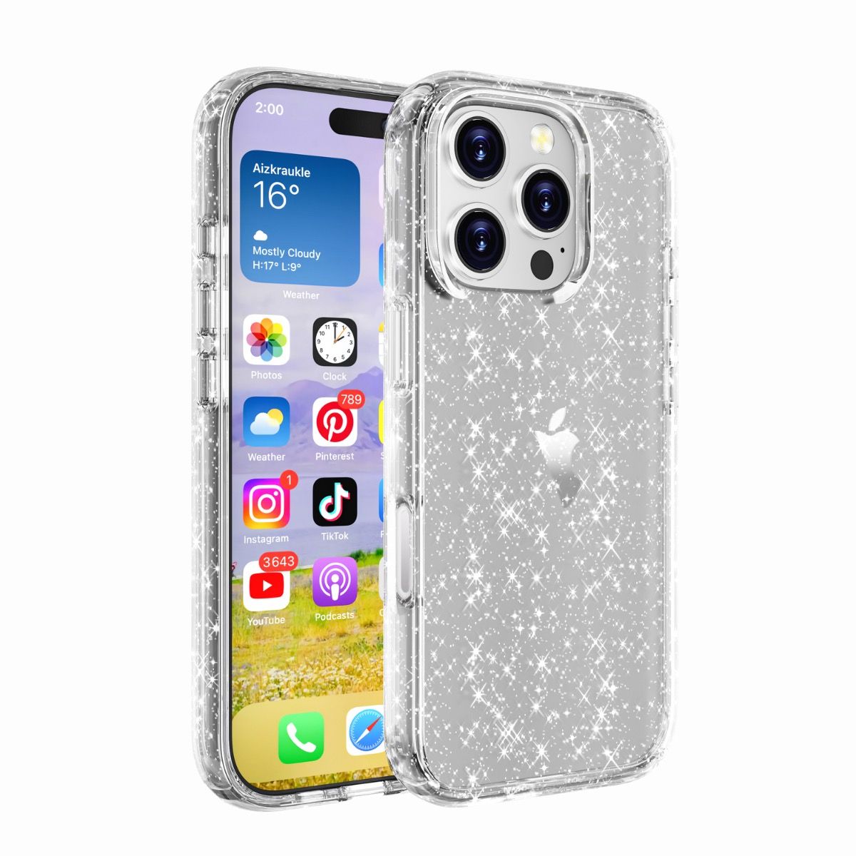 iPhone 14 Pro BLACKTECH Stay Glitter - Clear