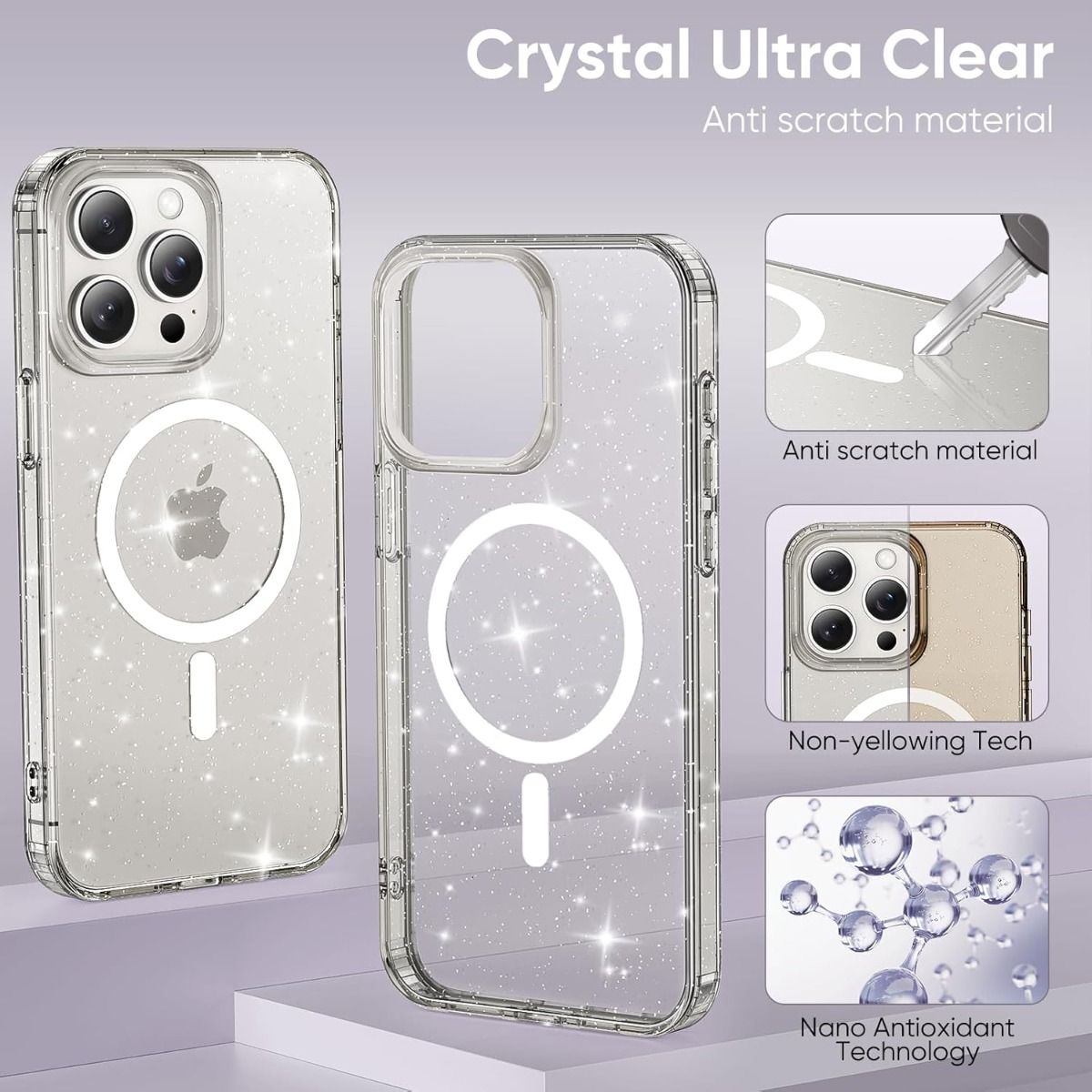 *Priority reserve-Ships early Sep*iPhone 17 Air BLACKTECH Stay Glitter (Magnetic Compatible) - Clear