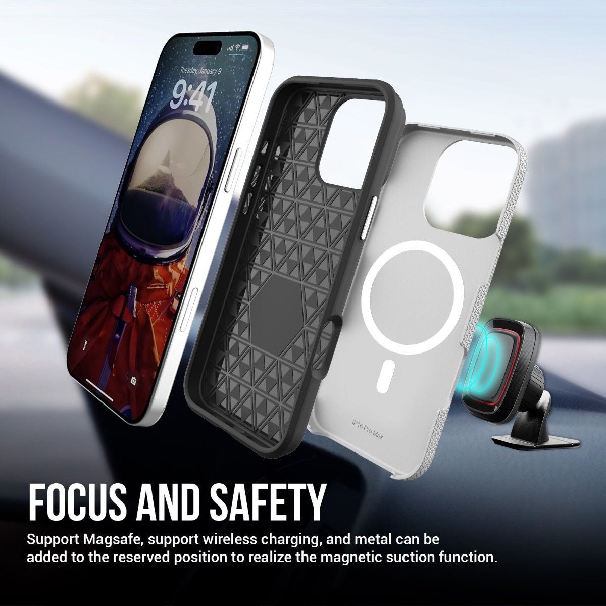 iPhone 16e BLACKTECH Triangle Armor (MagSafe Compatible) - Silver