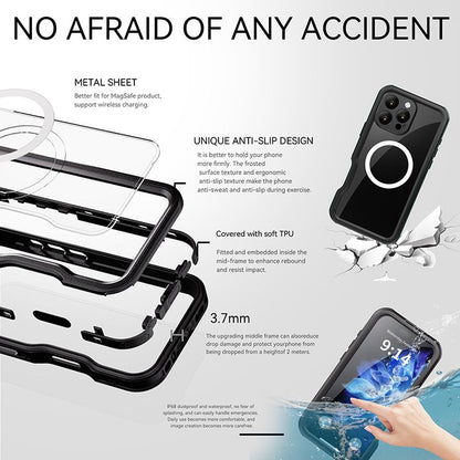 iPhone 16 Pro BLACKTECH Waterproof (MagSafe Compatible) - Black