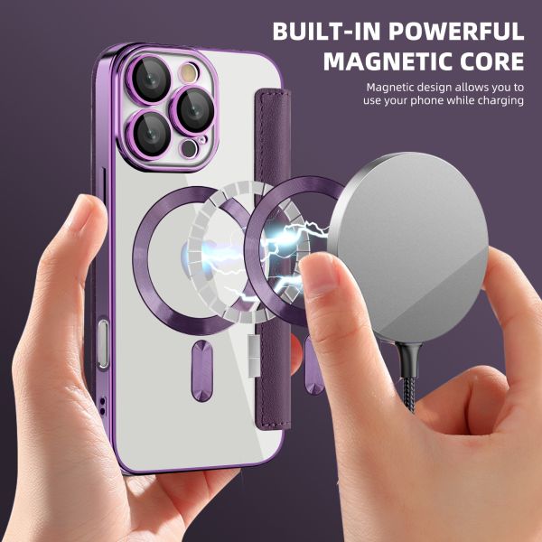 iPhone 16e BLACKTECH Leather Lux (Magnetic Compatible) - Purple