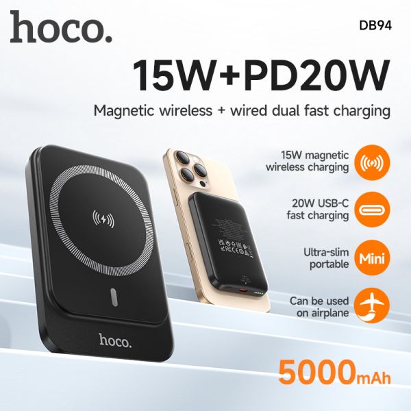 hoco. DB94 PD20W Mag power bank 5000mAh (Magnetic Compatible) - black