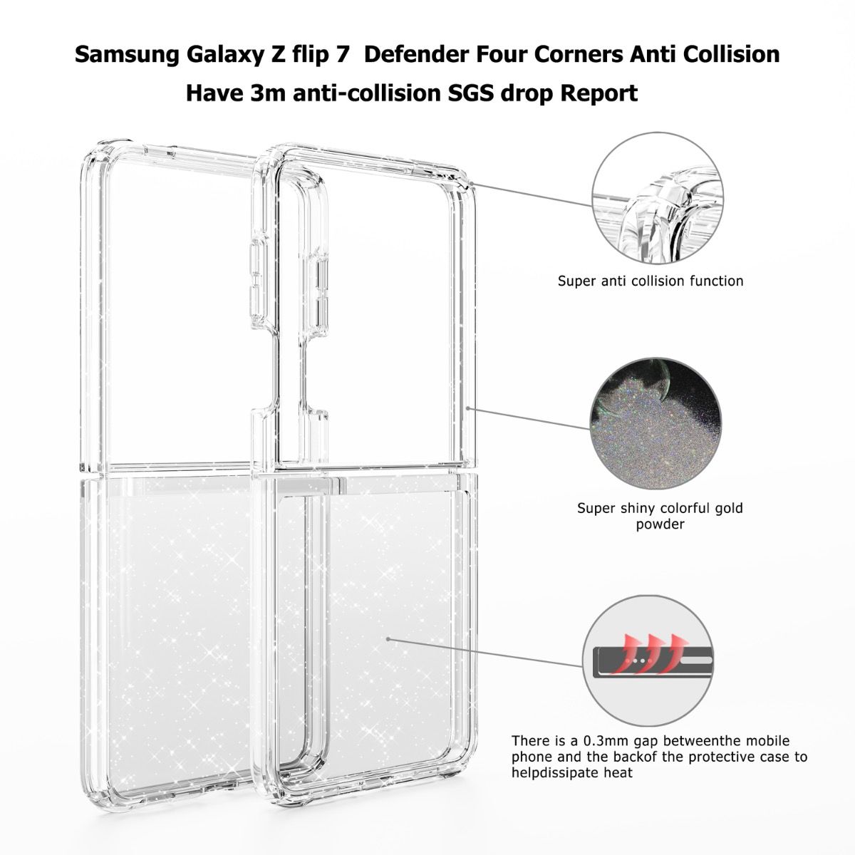 Samsung Galaxy Z Flip 5 BLACKTECH Stay Glitter - Clear