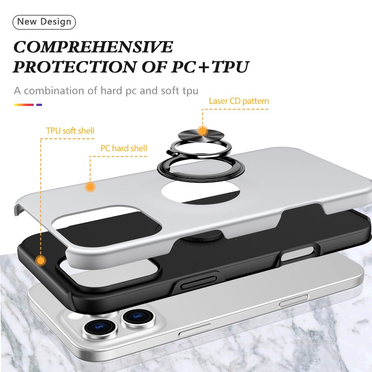 *Priority reserve-Ships early Sep*iPhone 17 Pro Max BLACKTECH Slim Style Magnetic Ring Stand - Silver