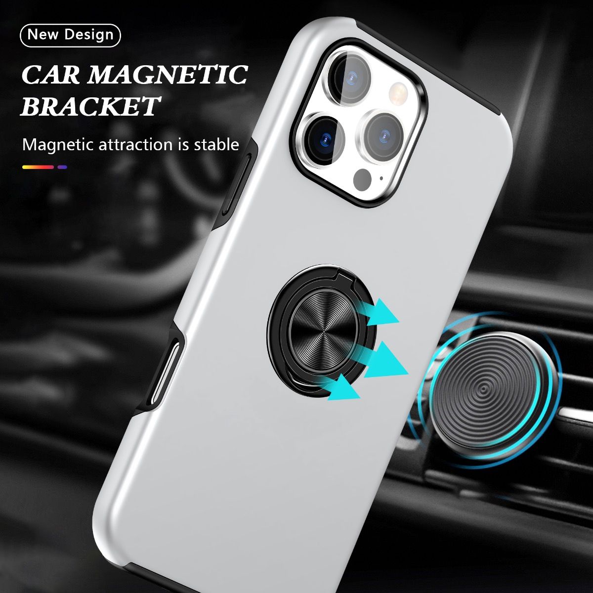 *Priority reserve-Ships early Sep*iPhone 17 Pro Max BLACKTECH Slim Style Magnetic Ring Stand - Silver