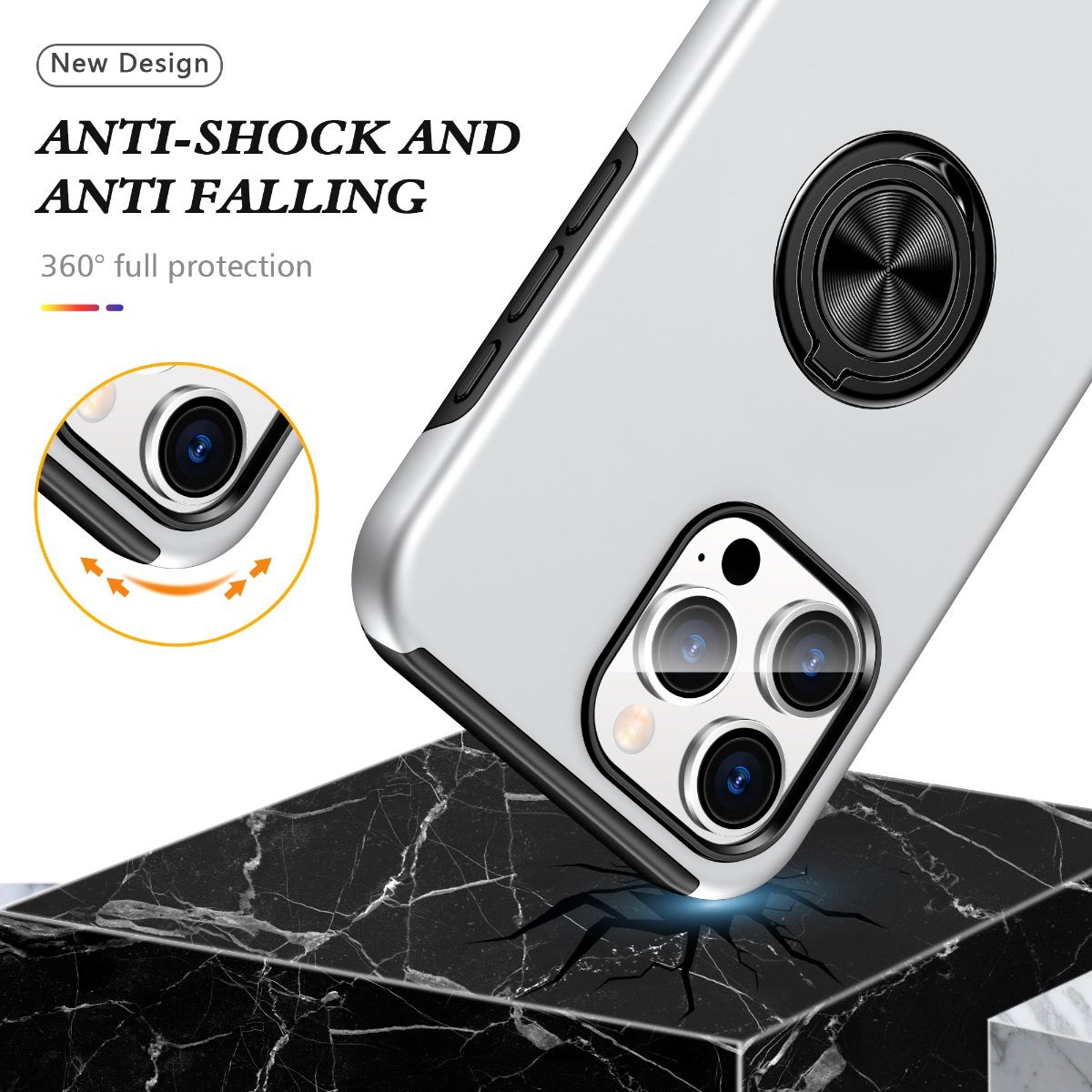 *Priority reserve-Ships early Sep*iPhone 17 Pro Max BLACKTECH Slim Style Magnetic Ring Stand - Silver