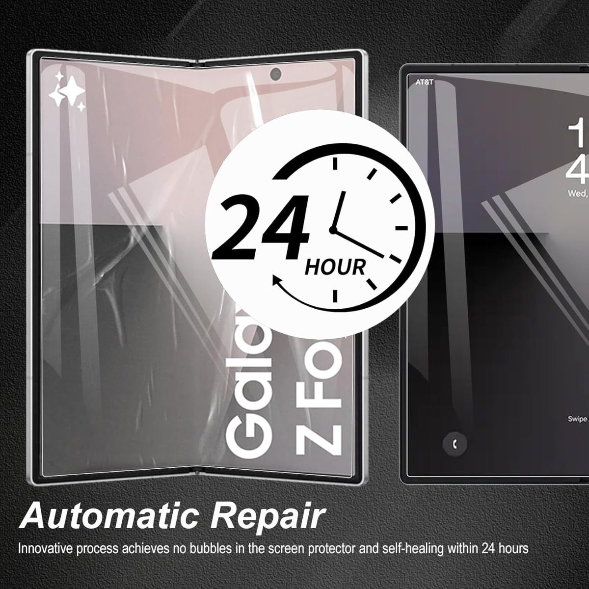 Samsung Galaxy Z Fold 5 BLACKTECH 3Pcs Full Set Unbreakable Self Repairing Screen Protector- Clear